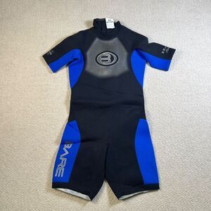 Bare Plazma 2/2mm Powerstretch Glideseal Youth Shorty Wetsuit Size 12 Black Blue